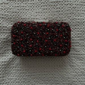 Red and Black Beaded Clutch